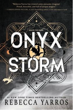 Onyx Storm book a book cover with text
