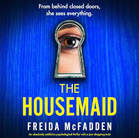 The Housemade audiobook a book cover with a keyhole and eye