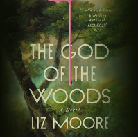 The God of the Woods audiobook a book cover with a pink liquid dripping from it