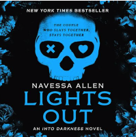 Lights Out audiobook a book cover with a skull and flowers