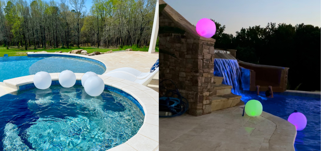 a pool with a waterfall and a hot tub