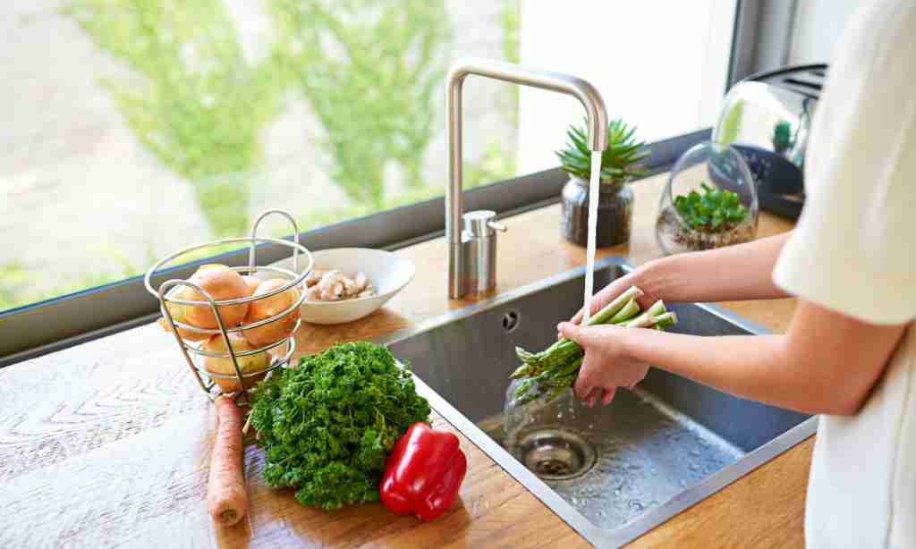Meal Planning Ideas for the Family a person washing vegetables in a sink