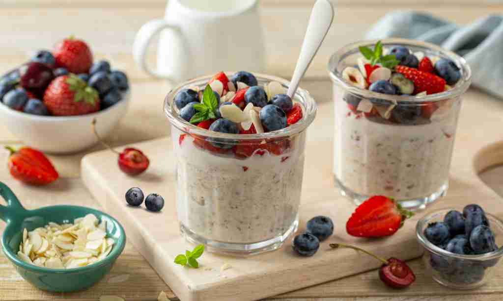 No-Cook Meal Planning for Busy Moms No-Cook Meal Planning for Busy Moms, a glass of oatmeal with fruit in it