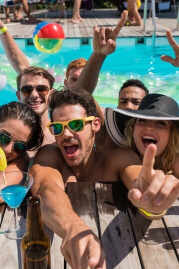 Pool and Patio Outdoor Essentials, people celebrating in a swimming pool