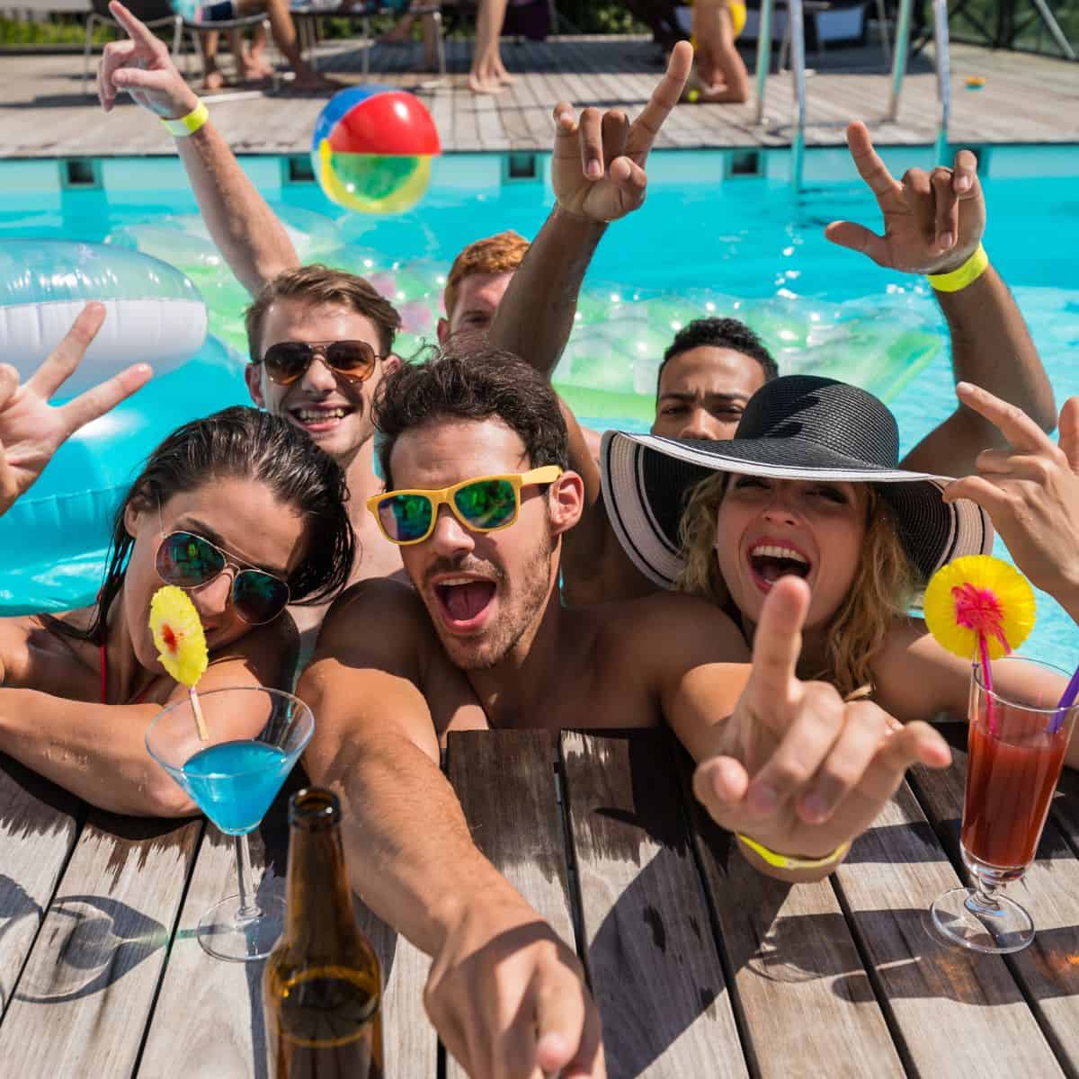 Pool and Patio Outdoor Essentials, people celebrating in a swimming pool