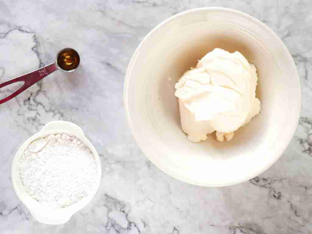 cinnamon roll filling making a bowl of cinnamon roll filling