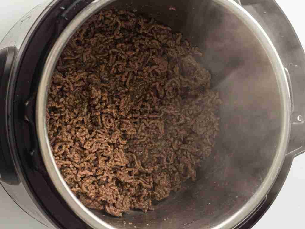 cooking ground beef a pot of ground beef
