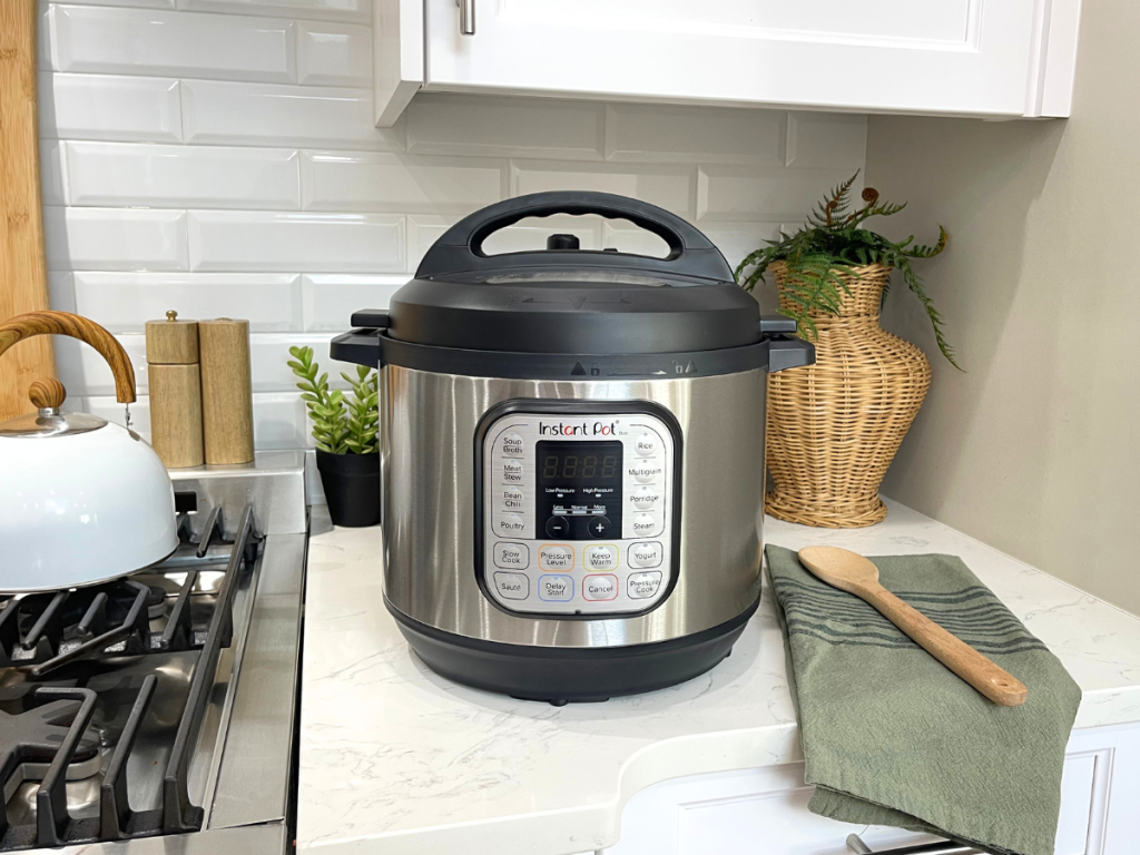 Instant Pot an instant pot on a white counter