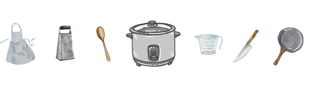 Instant Pot Utensils a group of Kitchen utensils on a plain background