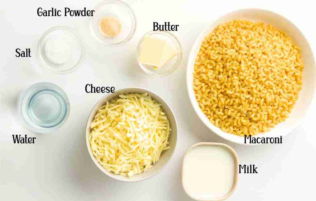 Mac and Cheese ingredients Ingredients for macaroni and cheese