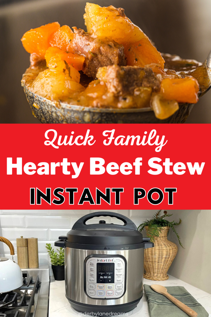 Beef Stew Pinterest Pin, Delicious beef stew with Instant Pot
