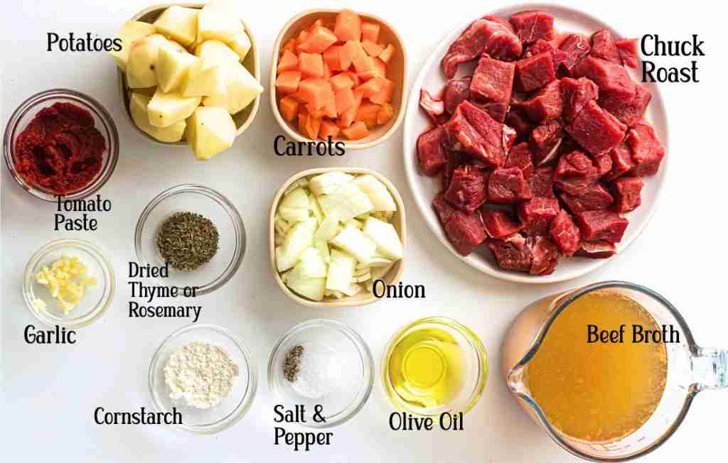 Instant Pot Beef Stew (1) Ingredients for instant pot beef stew preparation