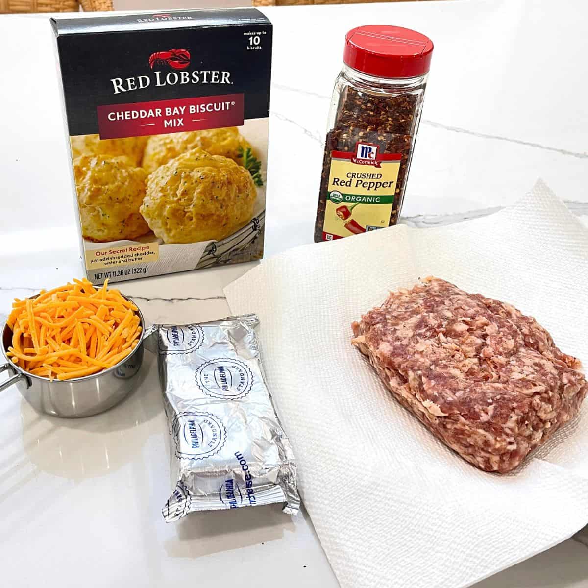 Ingredients used to make sausage balls