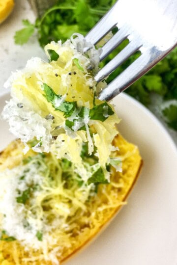 Simple Roasted Spaghetti Squash with Parmesan and Parsley