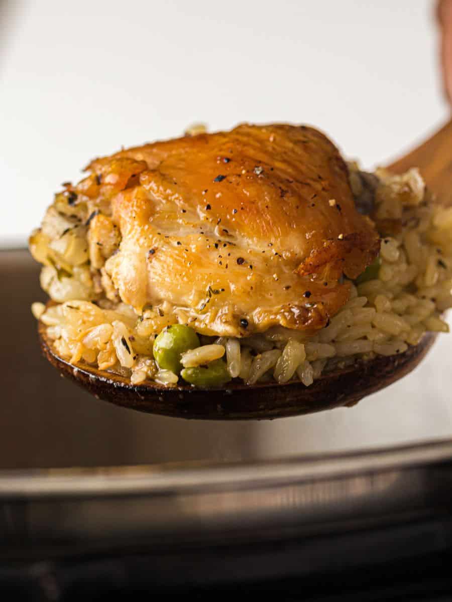 pressure cook the chicken and rice