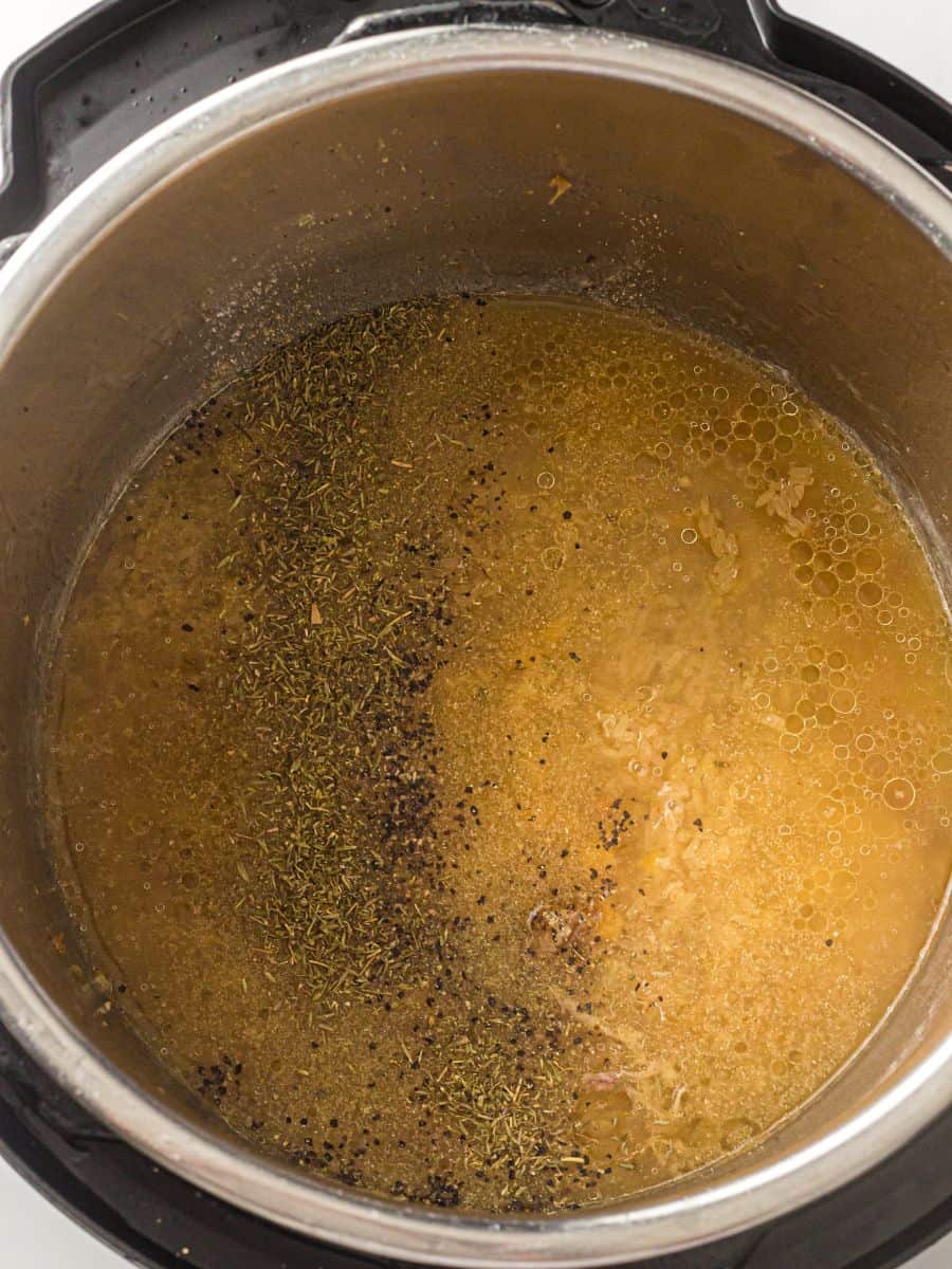 rice and seasonings added to instant pot