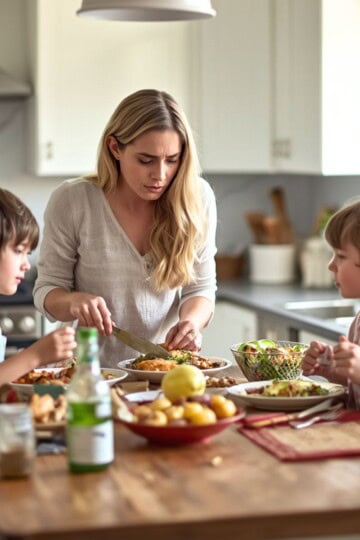 15 Easy Weeknight Dinners for Busy Moms (Quick and Family-Friendly), Woman cooking dinner for her kids in the kitchen